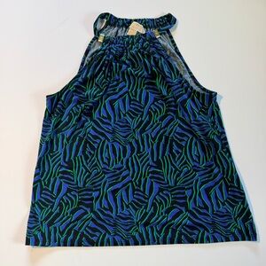 Michael Kors Black Top with Royal Blue & Bright Green Zebra Print